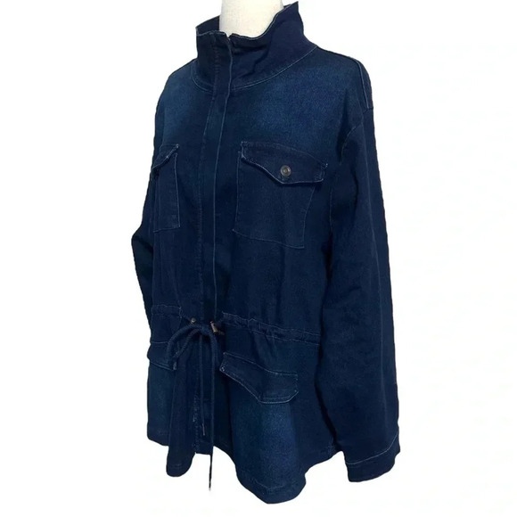 DG2 by Diane Gilman dark blue jean‎ utility jacket drawstring waist size 2X NEW - Picture 7 of 10